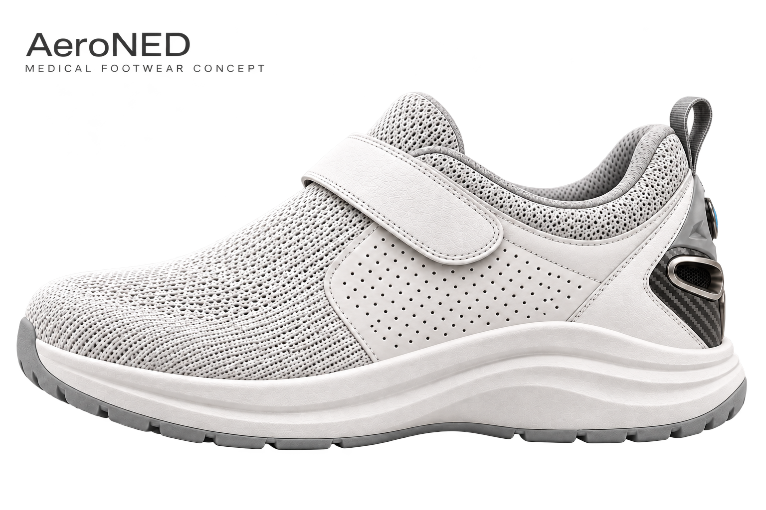Medical-footwear application reference extracted from the supplied sketch; not a validated AeroNED medical device.